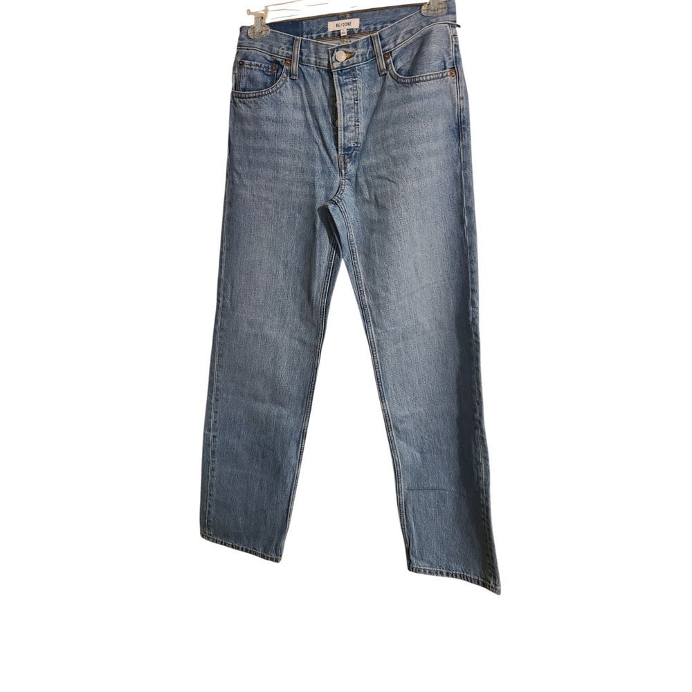 New! RE/DONE 70s Ultra High‎ Rise Stove Pipe Jeans Blue Women's Size 24